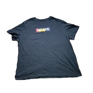 Nike Shirt XXL 2XL Black Mens Colorful Just Do It Logo Cotton Tee Short Sleeve